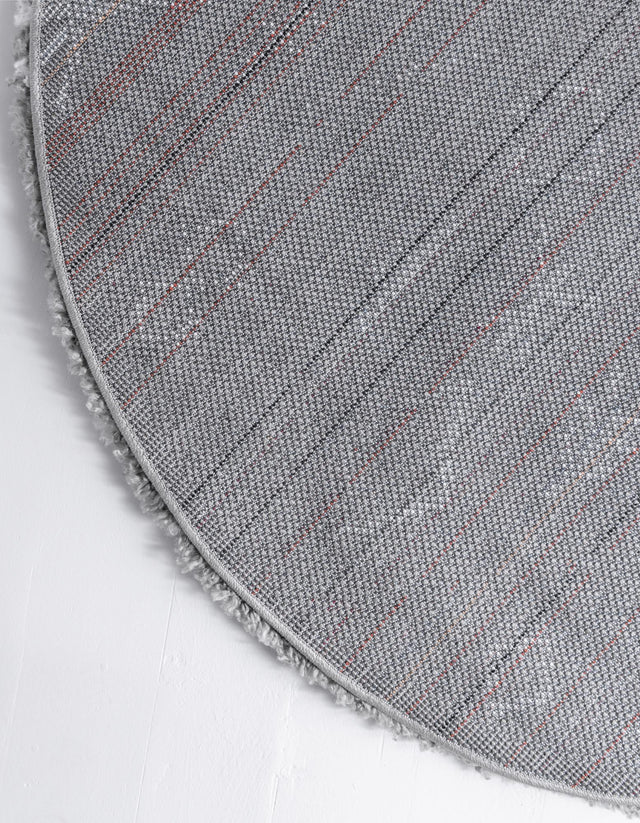 Gray 5' 3 x 5' 3 Rabat Shag Round Area Rug Thick Soft Touch Fluffy & Plush Shaggy Pile Durable Geometric Carpet for Luxury Interior Design for Sale at Rug Engine