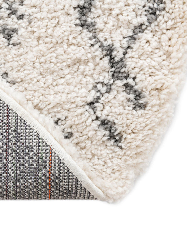Pure Ivory 9' 10 x 9' 10 Rabat Shag Round Area Rug Thick Soft Touch Fluffy & Plush Shaggy Pile Durable Geometric Carpet for Luxury Interior Design for Sale at Rug Engine