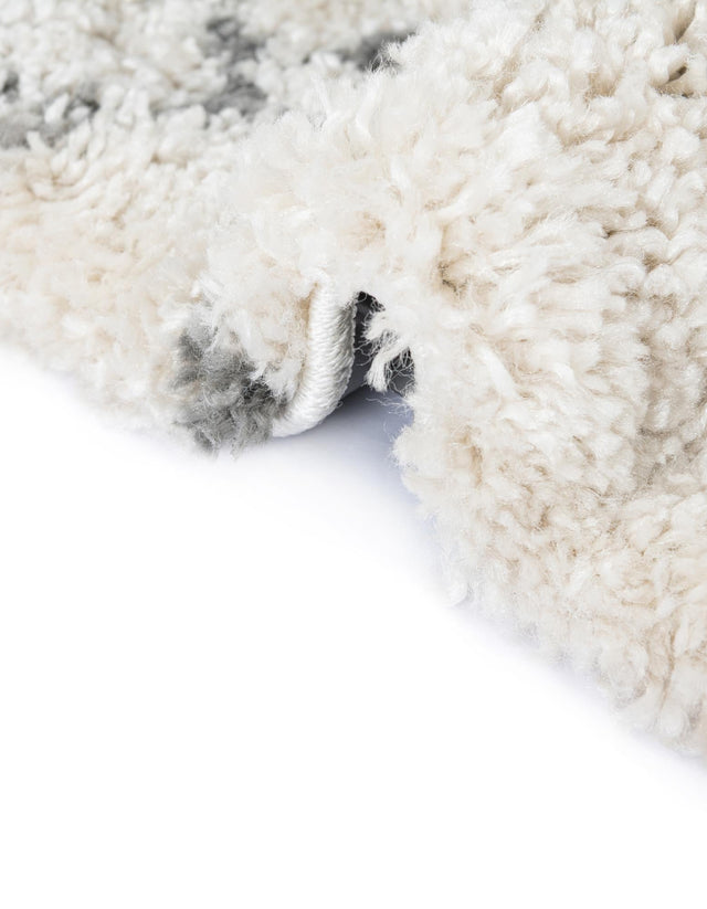 Pure Ivory 9' 10 x 9' 10 Rabat Shag Round Area Rug Thick Soft Touch Fluffy & Plush Shaggy Pile Durable Geometric Carpet for Luxury Interior Design for Sale at Rug Engine