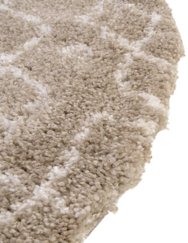 Taupe 5' 1 x 5' 1 Rabat Shag Round Area Rug Thick Soft Touch Fluffy & Plush Shaggy Pile Durable Geometric Carpet for Luxury Interior Design for Sale at Rug Engine