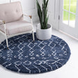 Navy Blue 8' x 8' Rabat Shag Round Area Rug Thick Soft Touch Fluffy & Plush Shaggy Pile