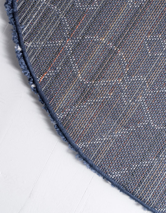 Navy Blue 8' x 8' Rabat Shag Round Area Rug Thick Soft Touch Fluffy & Plush Shaggy Pile Durable Geometric Carpet for Luxury Interior Design for Sale at Rug Engine