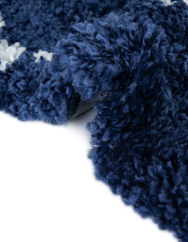 Navy Blue 8' x 8' Rabat Shag Round Area Rug Thick Soft Touch Fluffy & Plush Shaggy Pile Durable Geometric Carpet for Luxury Interior Design for Sale at Rug Engine