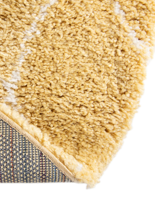 Yellow 5' 1 x 5' 1 Rabat Shag Round Area Rug Thick Soft Touch Fluffy & Plush Shaggy Pile Durable Geometric Carpet for Luxury Interior Design for Sale at Rug Engine