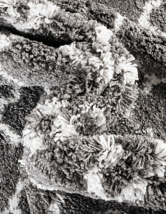Gray 5' 1 x 5' 1 Rabat Shag Round Area Rug Thick Soft Touch Fluffy & Plush Shaggy Pile Durable Geometric Carpet for Luxury Interior Design for Sale at Rug Engine