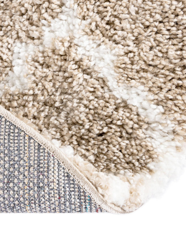 Taupe 8' x 8' Rabat Shag Round Area Rug Thick Soft Touch Fluffy & Plush Shaggy Pile Durable Geometric Carpet for Luxury Interior Design for Sale at Rug Engine
