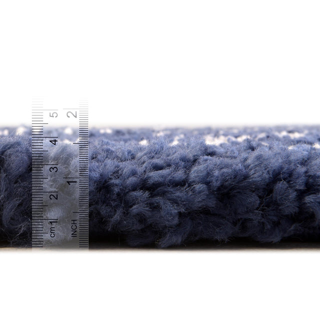 Navy Blue 8' x 8' Rabat Shag Round Area Rug Thick Soft Touch Fluffy & Plush Shaggy Pile Durable Geometric Carpet for Luxury Interior Design for Sale at Rug Engine