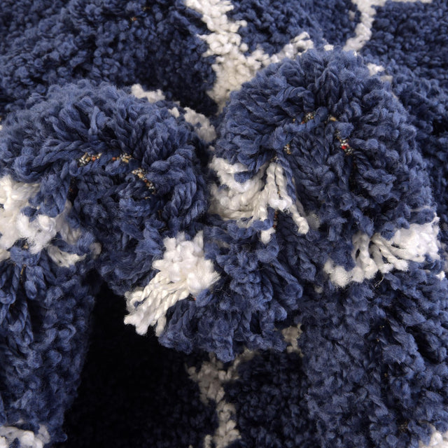 Navy Blue 8' x 8' Rabat Shag Round Area Rug Thick Soft Touch Fluffy & Plush Shaggy Pile Durable Geometric Carpet for Luxury Interior Design for Sale at Rug Engine