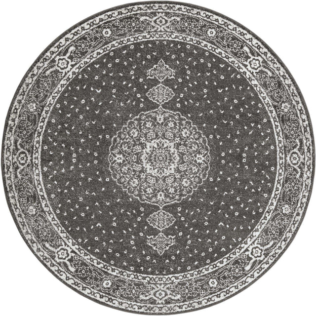 Dark Gray 7' 10 x 7' 10 Bromley Round Area Rug 100% Polypropylene With Cotton Backing Vintage Distressed Colorful Traditional Carpet for Living Dining Rooms Offices for Sale at Rug Engine