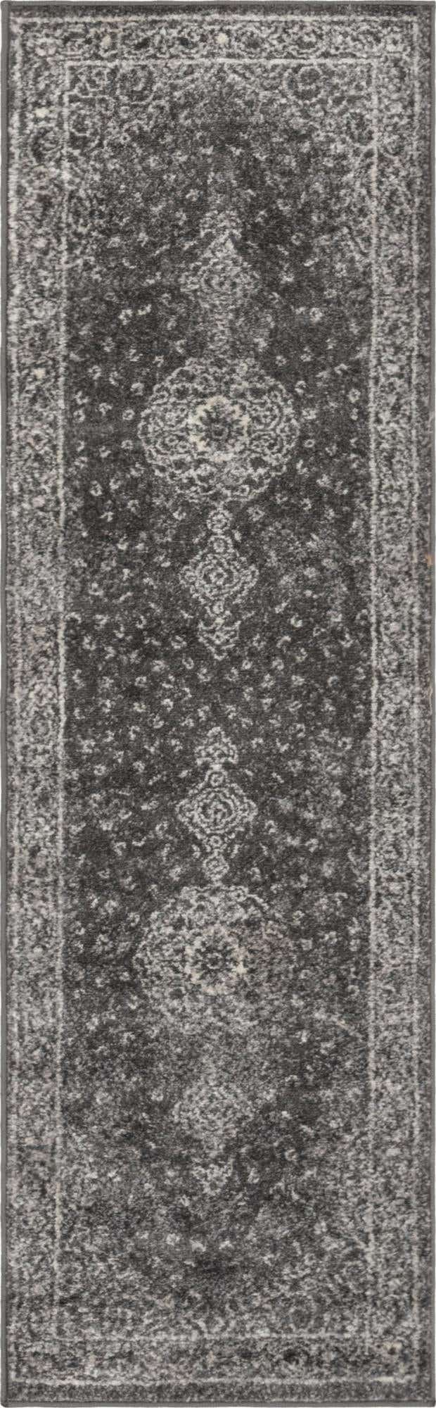 Dark Gray 2' x 6' 7 Bromley Runner Area Rug 100% Polypropylene With Cotton Backing Vintage Distressed Colorful Traditional Carpet for Living Dining Rooms Offices for Sale at Rug Engine