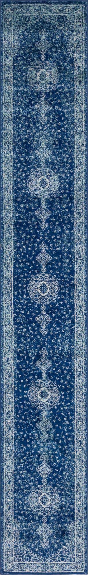 Navy Blue 2' x 13' 1 Bromley Runner Area Rug 100% Polypropylene With Cotton Backing Vintage Distressed Colorful Traditional Carpet for Living Dining Rooms Offices for Sale at Rug Engine