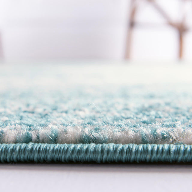 Turquoise 5' 1 x 8' Bromley Rectangle Area Rug 100% Polypropylene With Cotton Backing Vintage Distressed Colorful Traditional Carpet for Living Dining Rooms Offices for Sale at Rug Engine