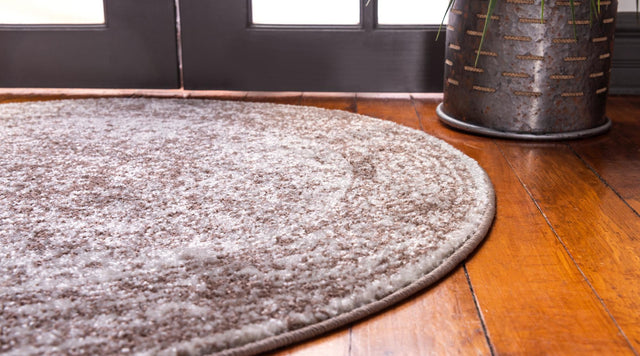 Light Brown 5' 1 x 5' 1 Bromley Round Area Rug 100% Polypropylene With Cotton Backing Vintage Distressed Colorful Traditional Carpet for Living Dining Rooms Offices for Sale at Rug Engine
