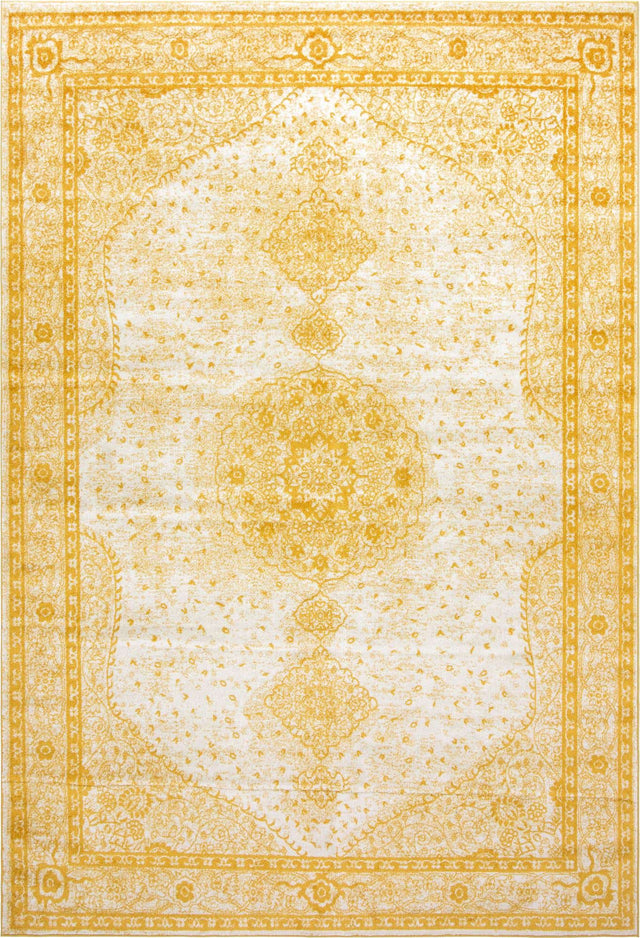 Yellow 10' x 14' 1 Bromley Rectangle Area Rug 100% Polypropylene With Cotton Backing Vintage Distressed Colorful Traditional Carpet for Living Dining Rooms Offices for Sale at Rug Engine
