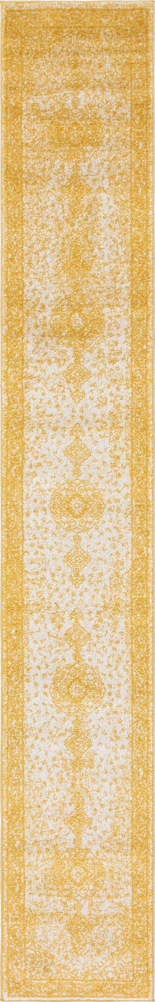 Yellow 2' x 13' 1 Bromley Runner Area Rug 100% Polypropylene With Cotton Backing Vintage Distressed Colorful Traditional Carpet for Living Dining Rooms Offices for Sale at Rug Engine