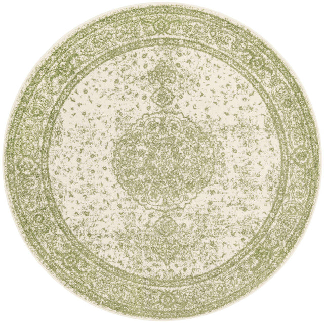 Green 5' 3 x 5' 3 Bromley Round Area Rug 100% Polypropylene With Cotton Backing Vintage Distressed Colorful Traditional Carpet for Living Dining Rooms Offices for Sale at Rug Engine