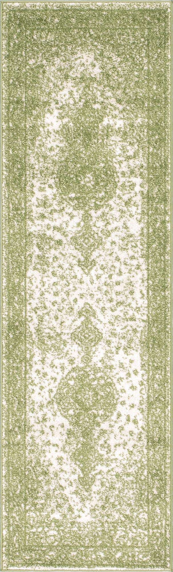 Green 2' x 6' 7 Bromley Runner Area Rug 100% Polypropylene With Cotton Backing Vintage Distressed Colorful Traditional Carpet for Living Dining Rooms Offices for Sale at Rug Engine