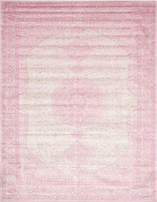 Pink 7' 10 x 10' Bromley Rectangle Area Rug 100% Polypropylene With Cotton Backing Vintage Distressed Colorful Traditional Carpet for Living Dining Rooms Offices for Sale at Rug Engine