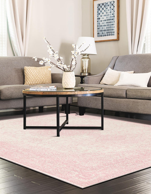 Pink 6' 1 x 9' Bromley Rectangle Area Rug 100% Polypropylene With Cotton Backing Vintage Distressed Colorful Traditional Carpet for Living Dining Rooms Offices for Sale at Rug Engine