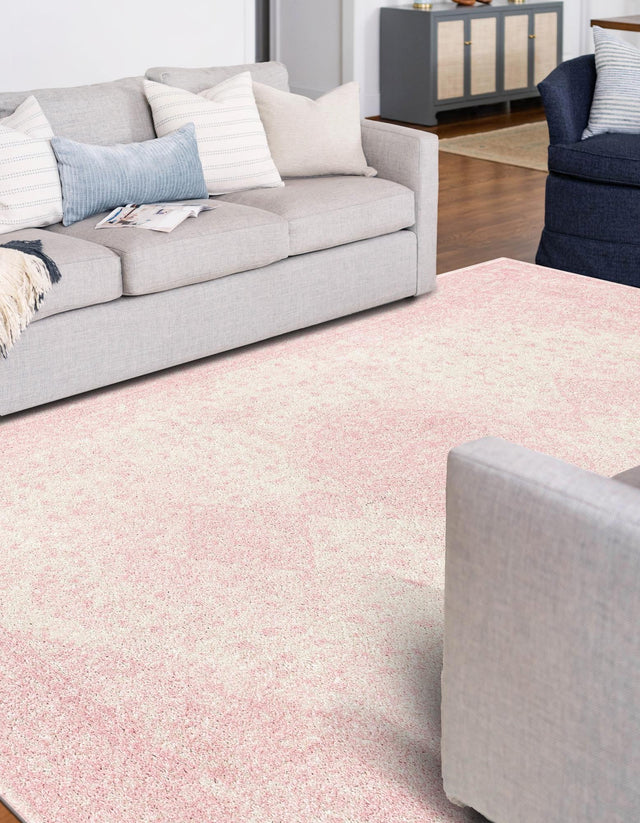 Pink 6' 1 x 9' Bromley Rectangle Area Rug 100% Polypropylene With Cotton Backing Vintage Distressed Colorful Traditional Carpet for Living Dining Rooms Offices for Sale at Rug Engine