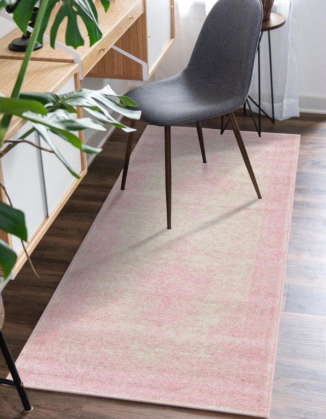 Pink 2' x 7' 1 Bromley Runner Area Rug 100% Polypropylene With Cotton Backing Vintage Distressed Colorful Traditional Carpet for Living Dining Rooms Offices for Sale at Rug Engine