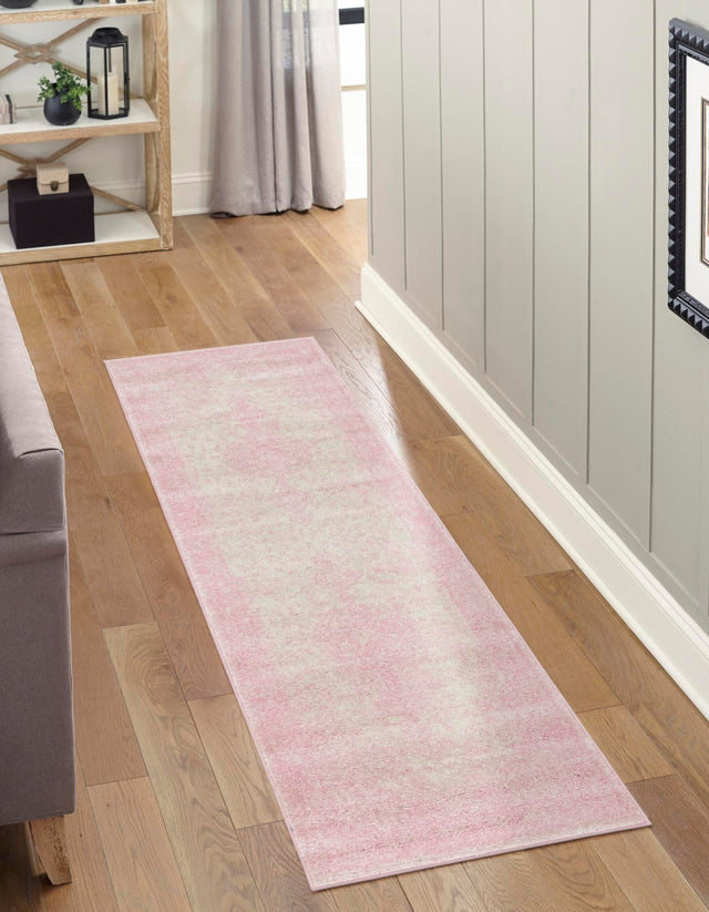 Pink 2' x 13' 1 Bromley Runner Area Rug 100% Polypropylene With Cotton Backing Vintage Distressed Colorful Traditional Carpet for Living Dining Rooms Offices for Sale at Rug Engine