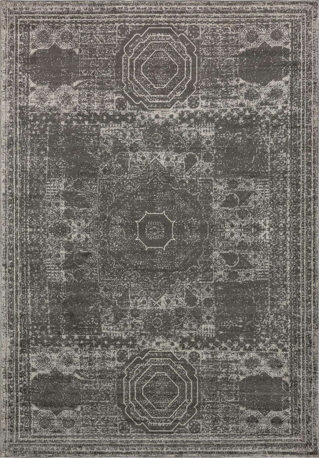 Dark Gray 10' x 14' 1 Bromley Rectangle Area Rug 100% Polypropylene With Cotton Backing Vintage Distressed Colorful Traditional Carpet for Living Dining Rooms Offices for Sale at Rug Engine