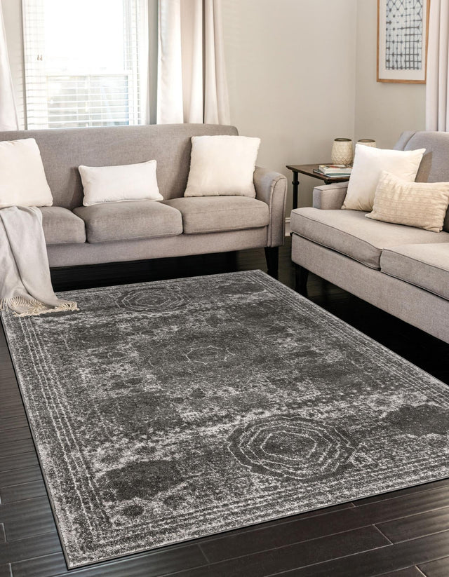 Dark Gray 9' x 12' Bromley Rectangle Area Rug 100% Polypropylene With Cotton Backing Vintage Distressed Colorful Traditional Carpet for Living Dining Rooms Offices for Sale at Rug Engine