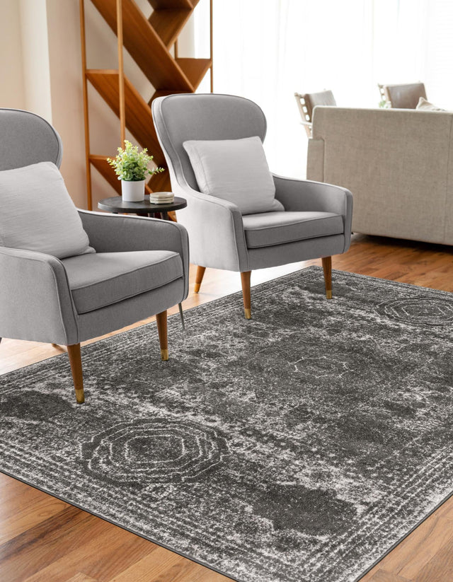 Dark Gray 9' x 12' Bromley Rectangle Area Rug 100% Polypropylene With Cotton Backing Vintage Distressed Colorful Traditional Carpet for Living Dining Rooms Offices for Sale at Rug Engine