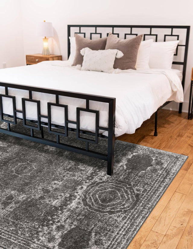 Dark Gray 9' x 12' Bromley Rectangle Area Rug 100% Polypropylene With Cotton Backing Vintage Distressed Colorful Traditional Carpet for Living Dining Rooms Offices for Sale at Rug Engine
