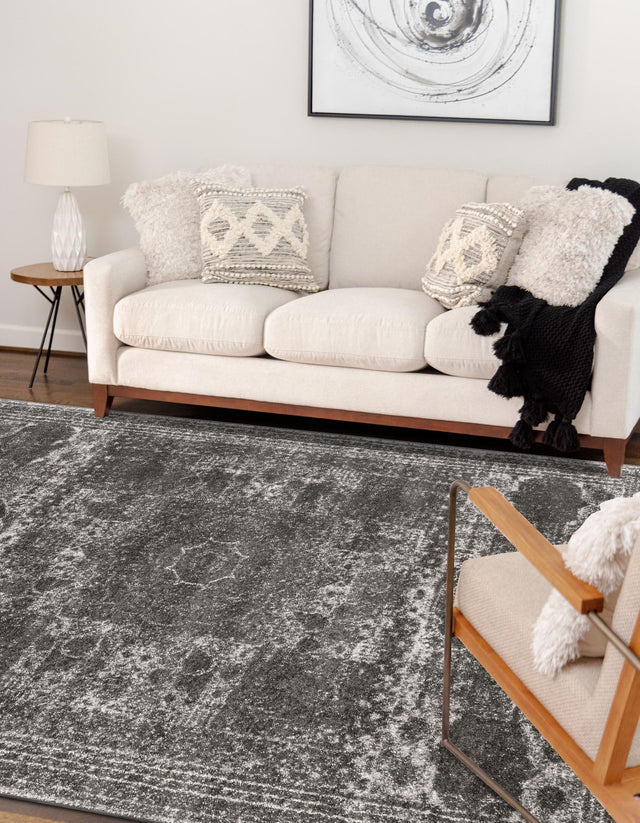 Dark Gray 9' x 12' Bromley Rectangle Area Rug 100% Polypropylene With Cotton Backing Vintage Distressed Colorful Traditional Carpet for Living Dining Rooms Offices for Sale at Rug Engine