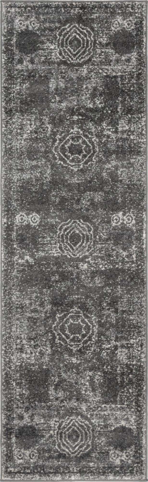 Dark Gray 2' x 7' 1 Bromley Runner Area Rug 100% Polypropylene With Cotton Backing Vintage Distressed Colorful Traditional Carpet for Living Dining Rooms Offices for Sale at Rug Engine