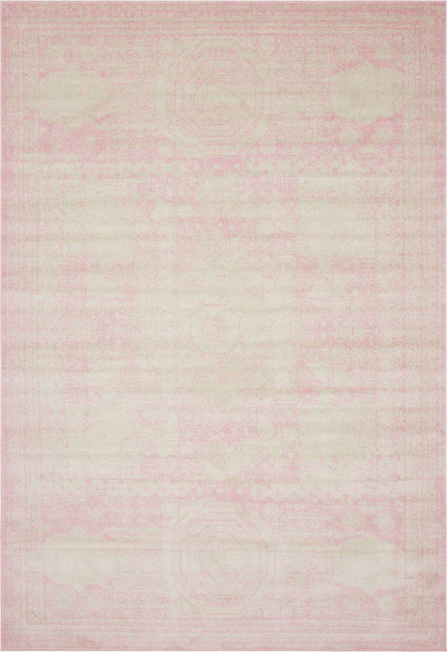 Pink 10' x 14' 1 Bromley Rectangle Area Rug 100% Polypropylene With Cotton Backing Vintage Distressed Colorful Traditional Carpet for Living Dining Rooms Offices for Sale at Rug Engine