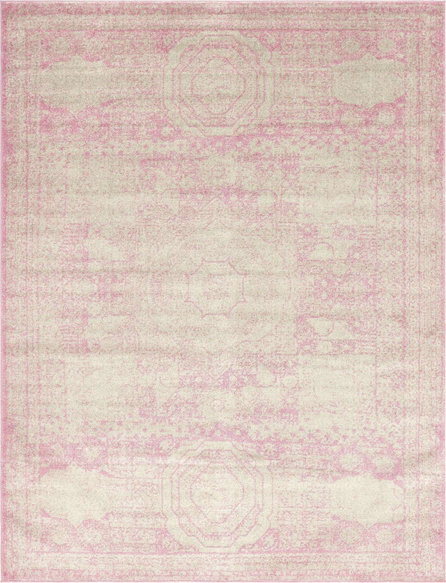 Pink 7' 10 x 10' Bromley Rectangle Area Rug 100% Polypropylene With Cotton Backing Vintage Distressed Colorful Traditional Carpet for Living Dining Rooms Offices for Sale at Rug Engine