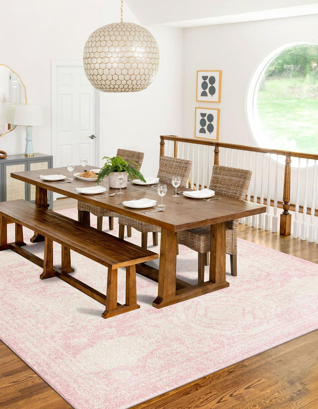 Pink 3' 1 x 5' 3 Bromley Rectangle Area Rug 100% Polypropylene With Cotton Backing Vintage Distressed Colorful Traditional Carpet for Living Dining Rooms Offices for Sale at Rug Engine