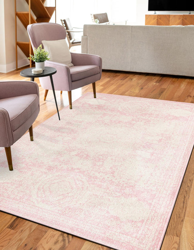 Pink 3' 1 x 5' 3 Bromley Rectangle Area Rug 100% Polypropylene With Cotton Backing Vintage Distressed Colorful Traditional Carpet for Living Dining Rooms Offices for Sale at Rug Engine