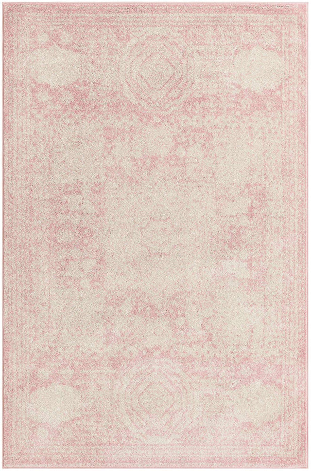 Pink 5' 3 x 8' Bromley Rectangle Area Rug 100% Polypropylene With Cotton Backing Vintage Distressed Colorful Traditional Carpet for Living Dining Rooms Offices for Sale at Rug Engine