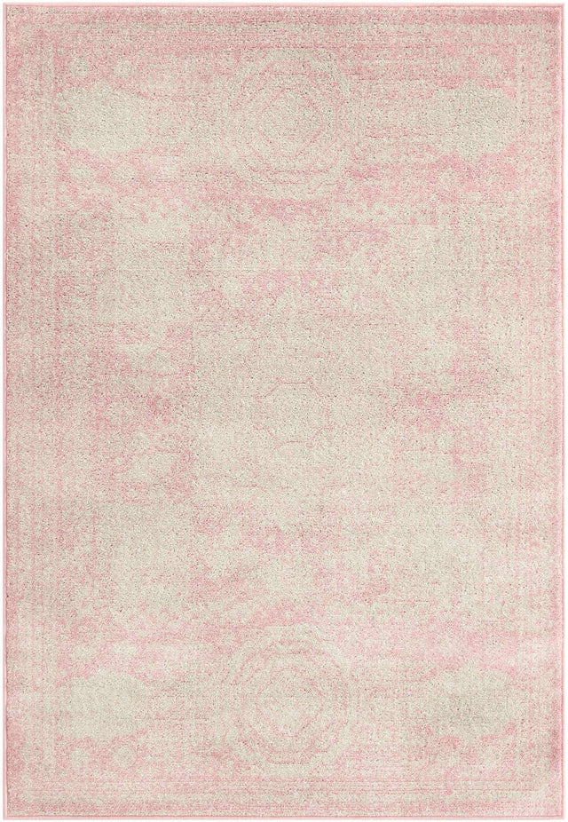 Pink 4' 1 x 6' 1 Bromley Rectangle Area Rug 100% Polypropylene With Cotton Backing Vintage Distressed Colorful Traditional Carpet for Living Dining Rooms Offices for Sale at Rug Engine