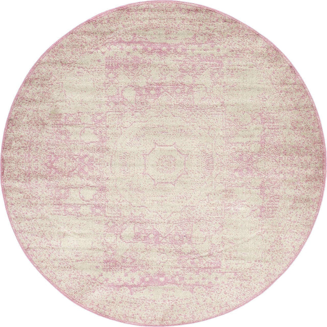 Pink 2' x 7' 10 Bromley Round Area Rug 100% Polypropylene With Cotton Backing Vintage Distressed Colorful Traditional Carpet for Living Dining Rooms Offices for Sale at Rug Engine