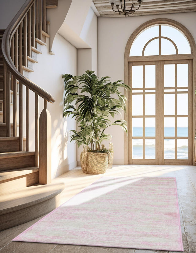 Pink 2' x 13' 1 Bromley Runner Area Rug 100% Polypropylene With Cotton Backing Vintage Distressed Colorful Traditional Carpet for Living Dining Rooms Offices for Sale at Rug Engine