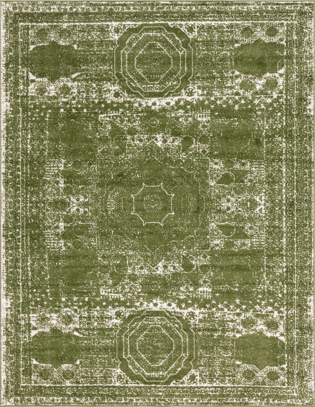 Green 7' 10 x 10' Bromley Rectangle Area Rug 100% Polypropylene With Cotton Backing Vintage Distressed Colorful Traditional Carpet for Living Dining Rooms Offices for Sale at Rug Engine