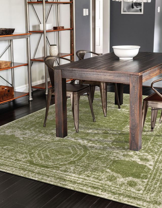 Green 10' x 14' 1 Bromley Rectangle Area Rug 100% Polypropylene With Cotton Backing Vintage Distressed Colorful Traditional Carpet for Living Dining Rooms Offices for Sale at Rug Engine