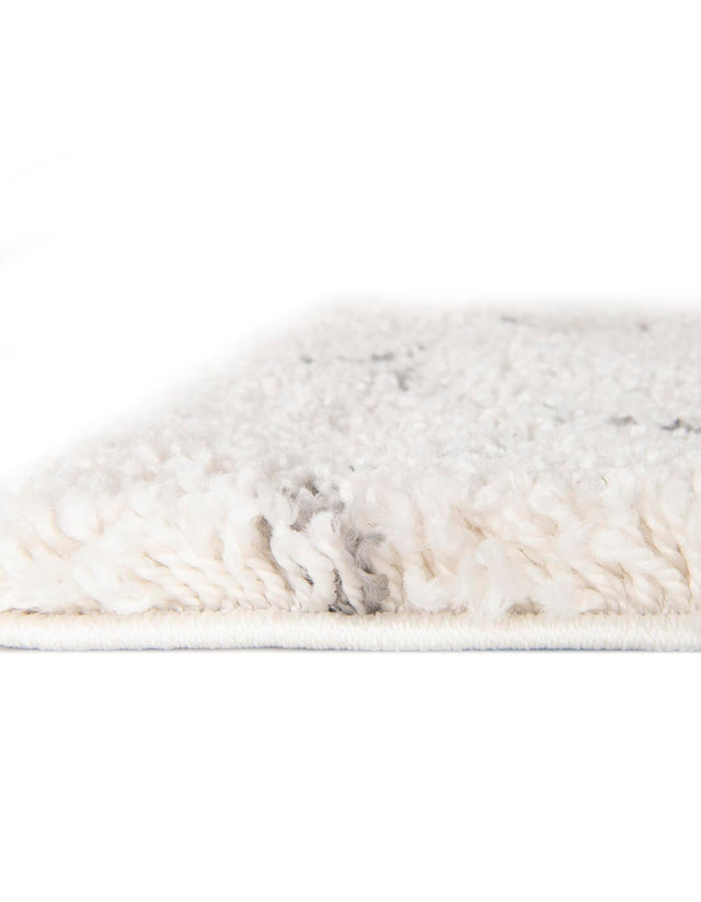 Ivory 2' x 8' Rabat Shag Runner Area Rug Thick Soft Touch Fluffy & Plush Shaggy Pile Durable Geometric Carpet for Luxury Interior Design for Sale at Rug Engine