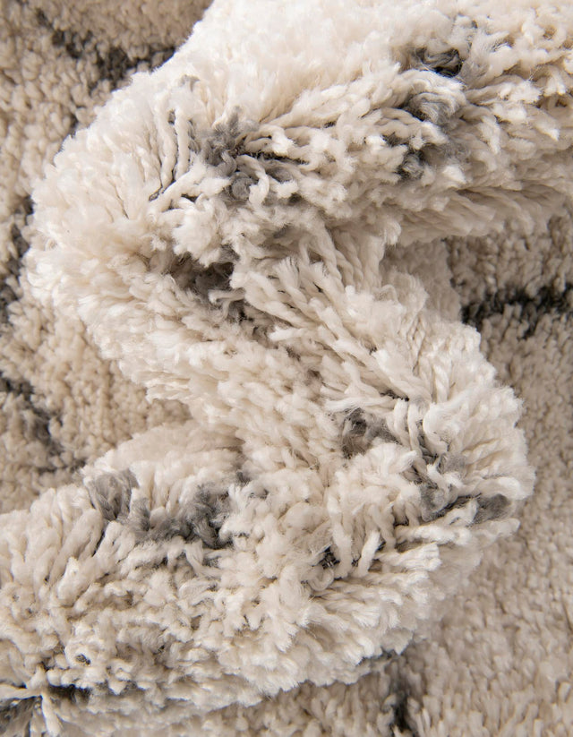 Ivory 2' x 8' Rabat Shag Runner Area Rug Thick Soft Touch Fluffy & Plush Shaggy Pile Durable Geometric Carpet for Luxury Interior Design for Sale at Rug Engine