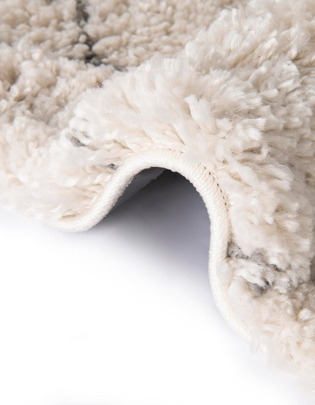 Ivory 2' x 8' Rabat Shag Runner Area Rug Thick Soft Touch Fluffy & Plush Shaggy Pile Durable Geometric Carpet for Luxury Interior Design for Sale at Rug Engine