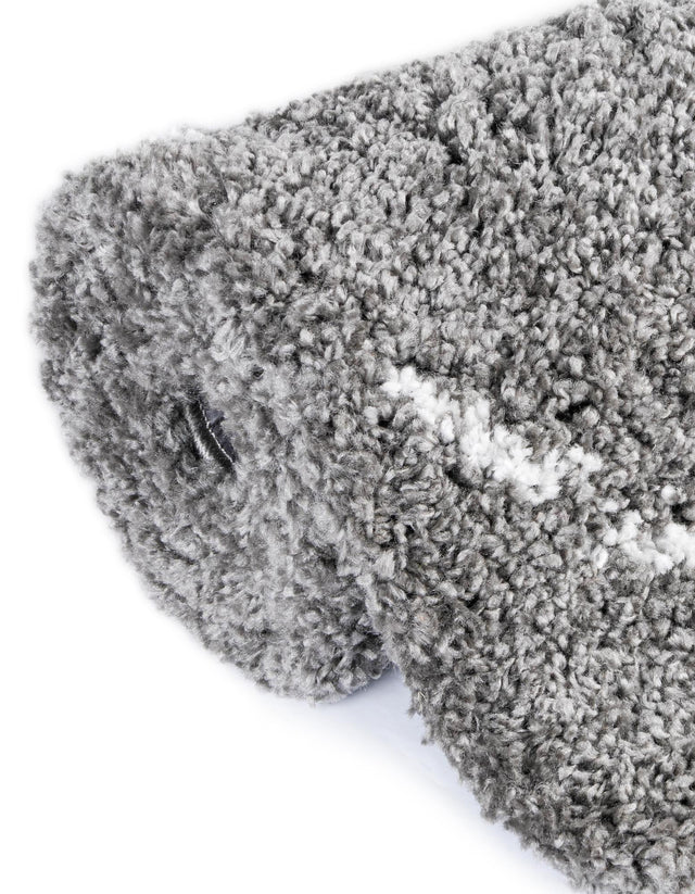 Gray 9' x 12' Rabat Shag Rectangle Area Rug Thick Soft Touch Fluffy & Plush Shaggy Pile Durable Geometric Carpet for Luxury Interior Design for Sale at Rug Engine