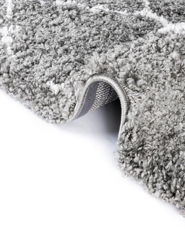 Gray 7' 10 x 7' 10 Rabat Shag Square Area Rug Thick Soft Touch Fluffy & Plush Shaggy Pile Durable Geometric Carpet for Luxury Interior Design for Sale at Rug Engine