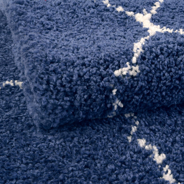 Navy Blue 7' 10 x 7' 10 Rabat Shag Square Area Rug Thick Soft Touch Fluffy & Plush Shaggy Pile Durable Geometric Carpet for Luxury Interior Design for Sale at Rug Engine