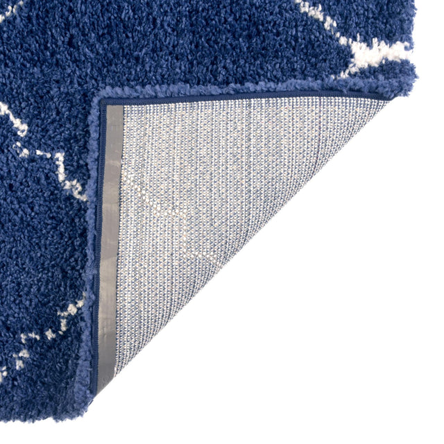 Navy Blue 7' 10 x 7' 10 Rabat Shag Square Area Rug Thick Soft Touch Fluffy & Plush Shaggy Pile Durable Geometric Carpet for Luxury Interior Design for Sale at Rug Engine