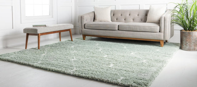 Light Green 8' x 8' Rabat Shag Square Area Rug Thick Soft Touch Fluffy & Plush Shaggy Pile Durable Geometric Carpet for Luxury Interior Design for Sale at Rug Engine